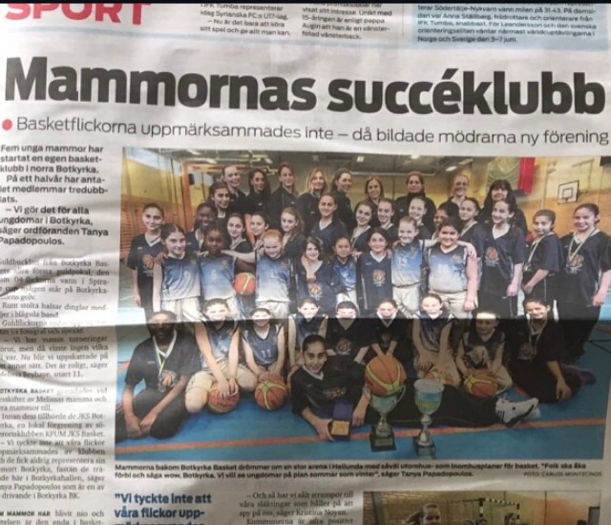 Tidningsartikel om klubbens grundande: ”Mammornas succéklubb”